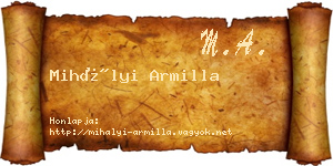 Mihályi Armilla névjegykártya